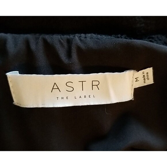 ASTR Tiered Midi Boho Flowy Summer Gauzy Dress M Puff Sleeve Midi Black      T51 - Picture 10 of 12